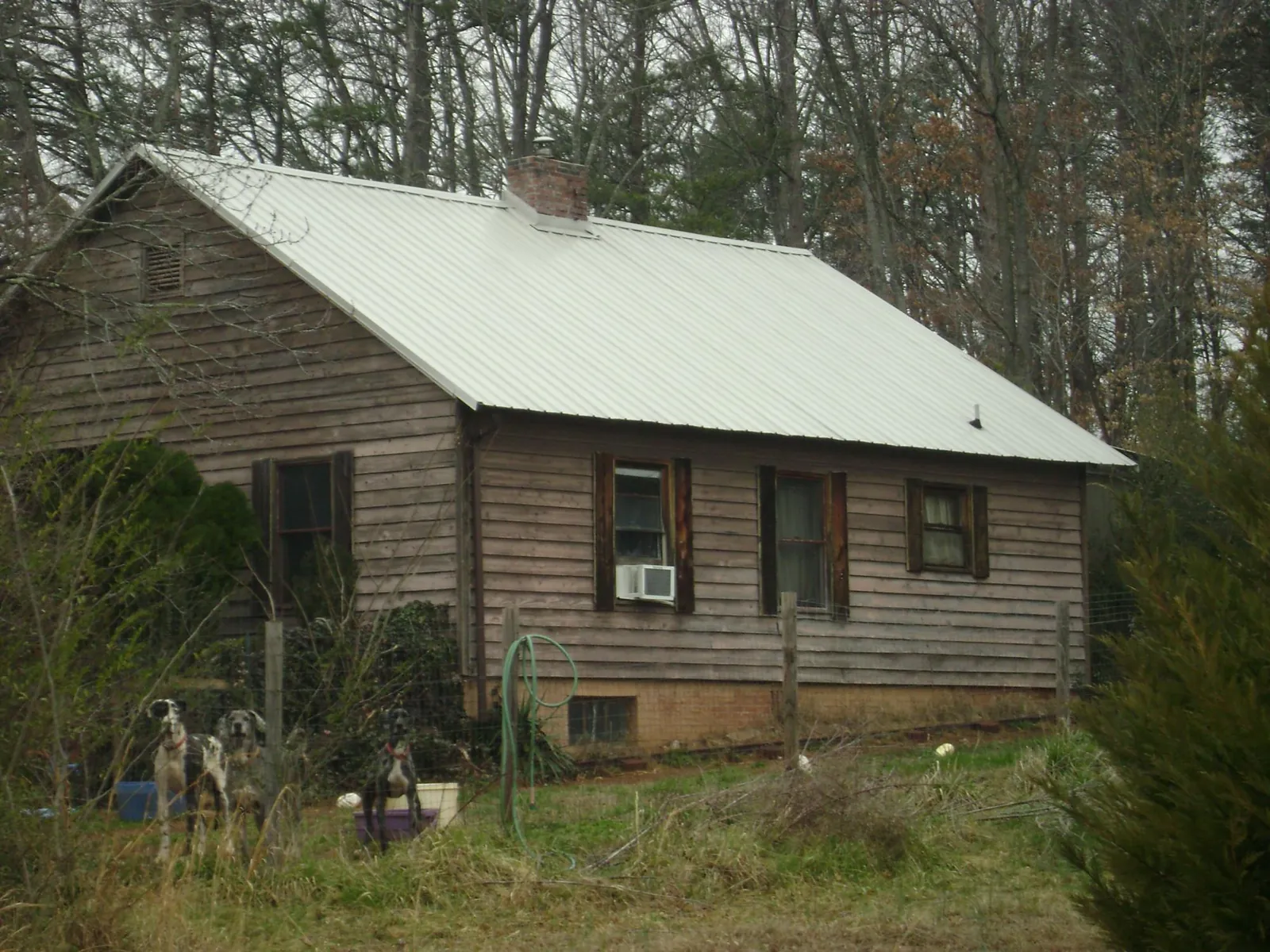 White metal roof on an old wood sided farmhouse, from a Asphalt Shingle Roof Repair job in Cuba